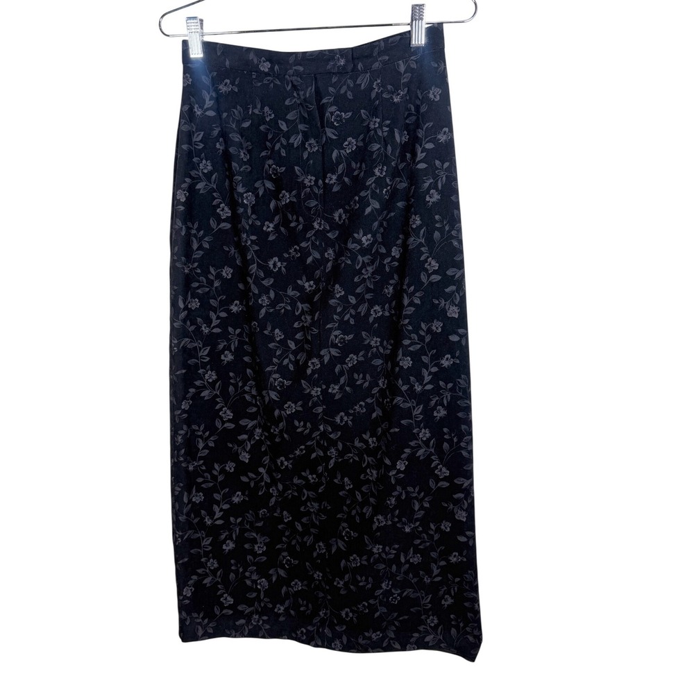 Petites by Wildlife Sportswear Black Gray Floral Maxi Skirt 6P Made in USA